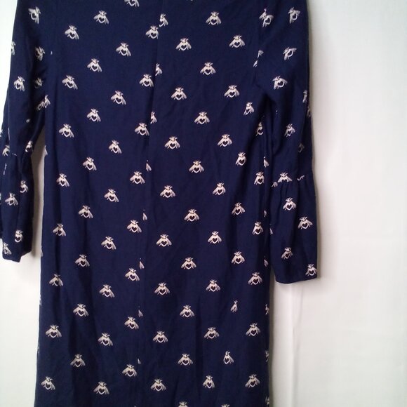 Joules Dress Women 2 Half Bell Sleeve Gardenia Bees With Heart Blue White - Picture 15 of 16